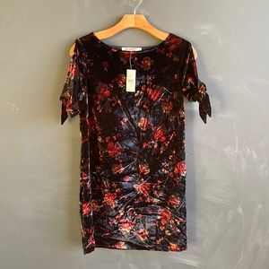 Loft Velvet Dress with Tie Sleeves